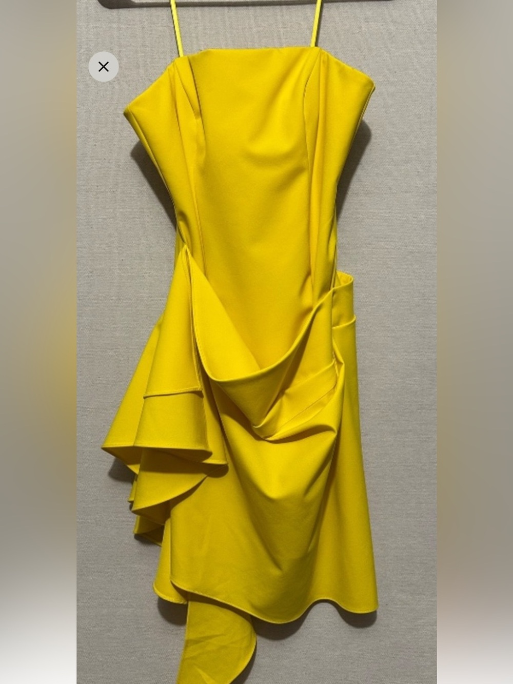 NWT Jewel by Badgley Mischka Strapless Bright Yellow Ruffle Dress Sz 8